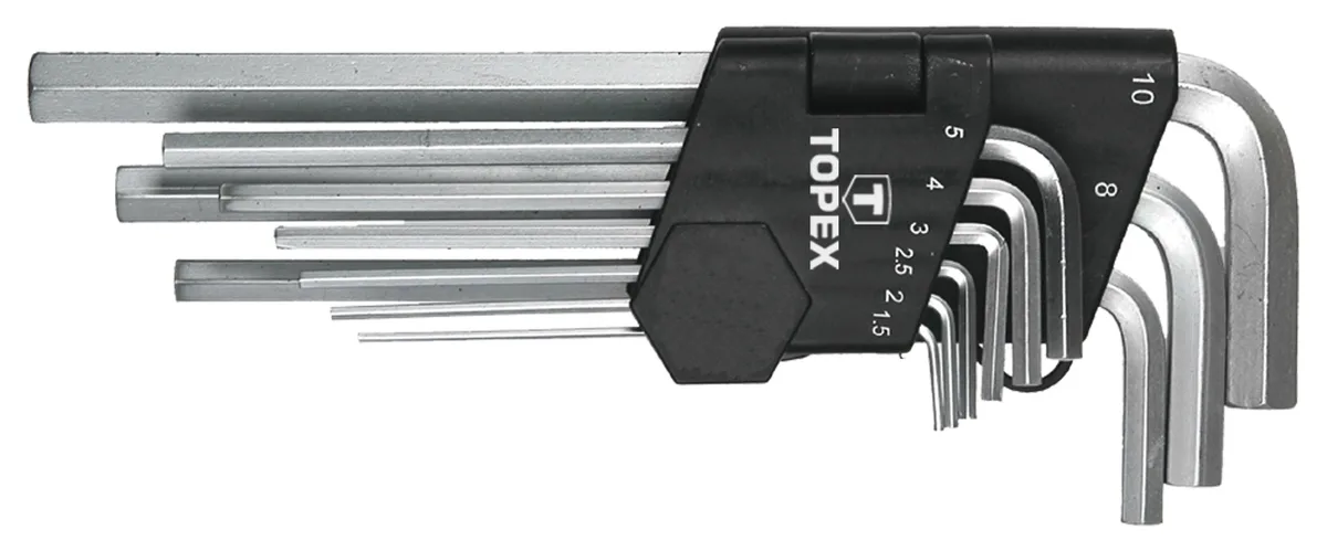 Набір довгих шестигранних ключів TOPEX, CrV, 1.5-10мм, 9 шт.