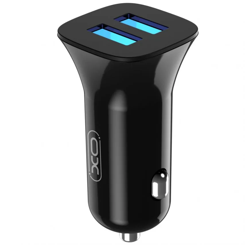 Автомобільний зарядний пристрій XO пластик 2USB 12W чорний