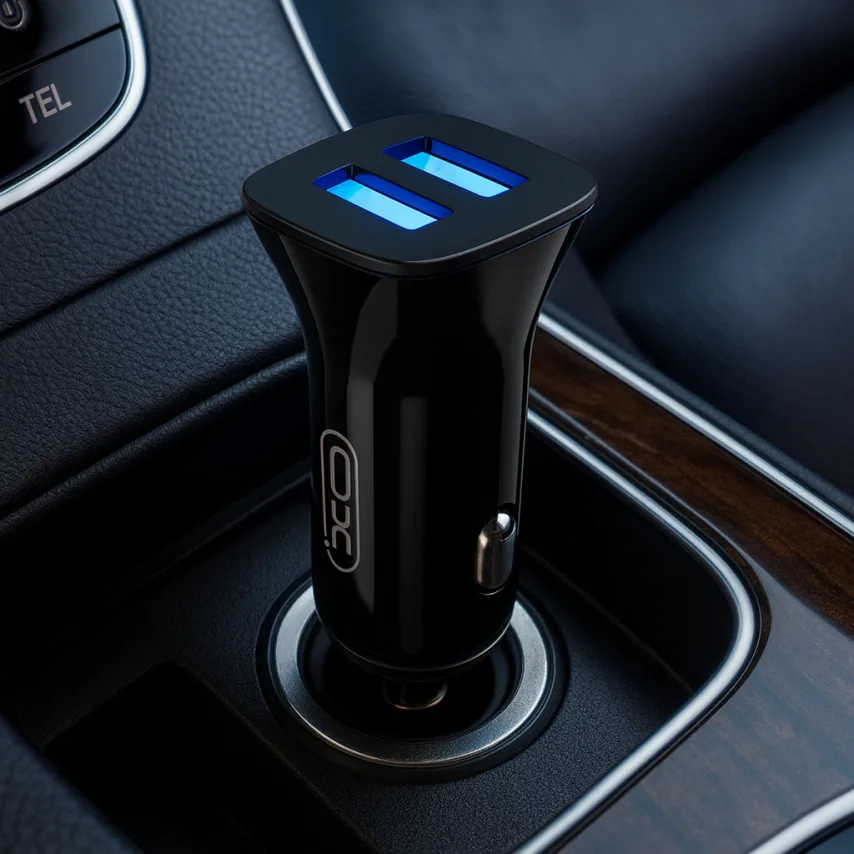 Автомобільний зарядний пристрій XO пластик 2USB 12W чорний