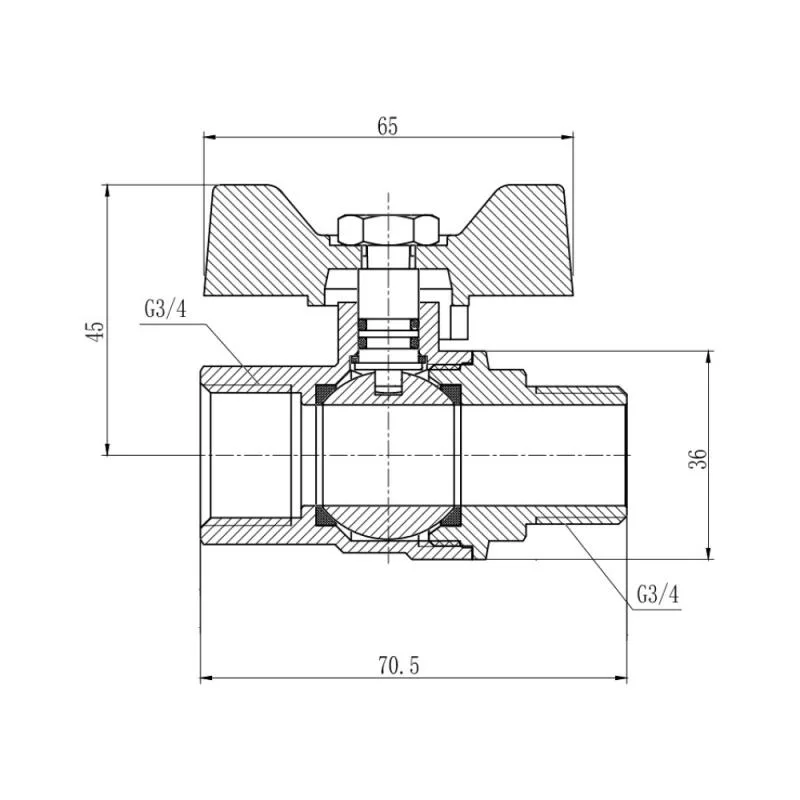 Кран кульовий 3/4" ВЗ для газу латунний метелик Thermo Alliance Forte