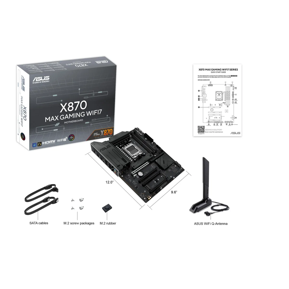 Материнcька плата ASUS X870 MAX GAMING WIFI7 sAM5 X870 4xDDR5 M.2 HDMI USB Type-C Wi-Fi BT ATX