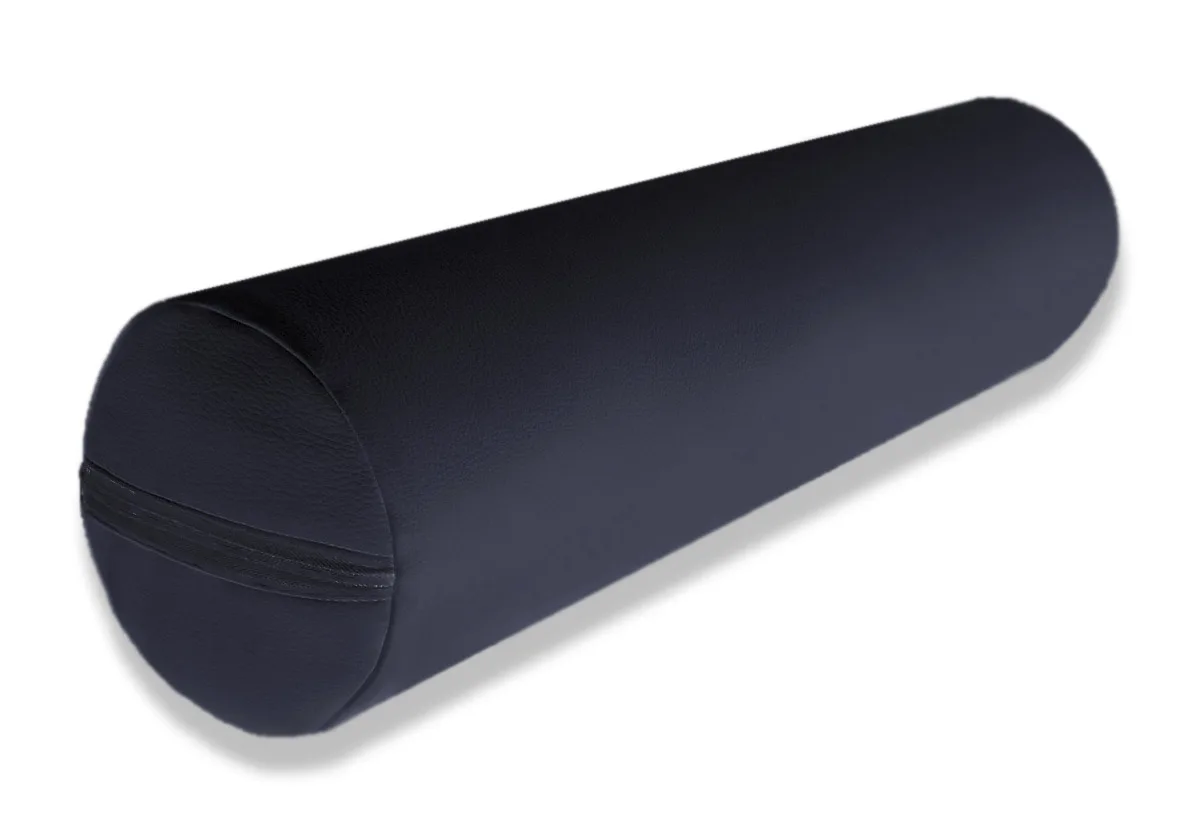 Валик для масажного столу EasyFit медичний шкірзам 60х15 см чорний з чохлом