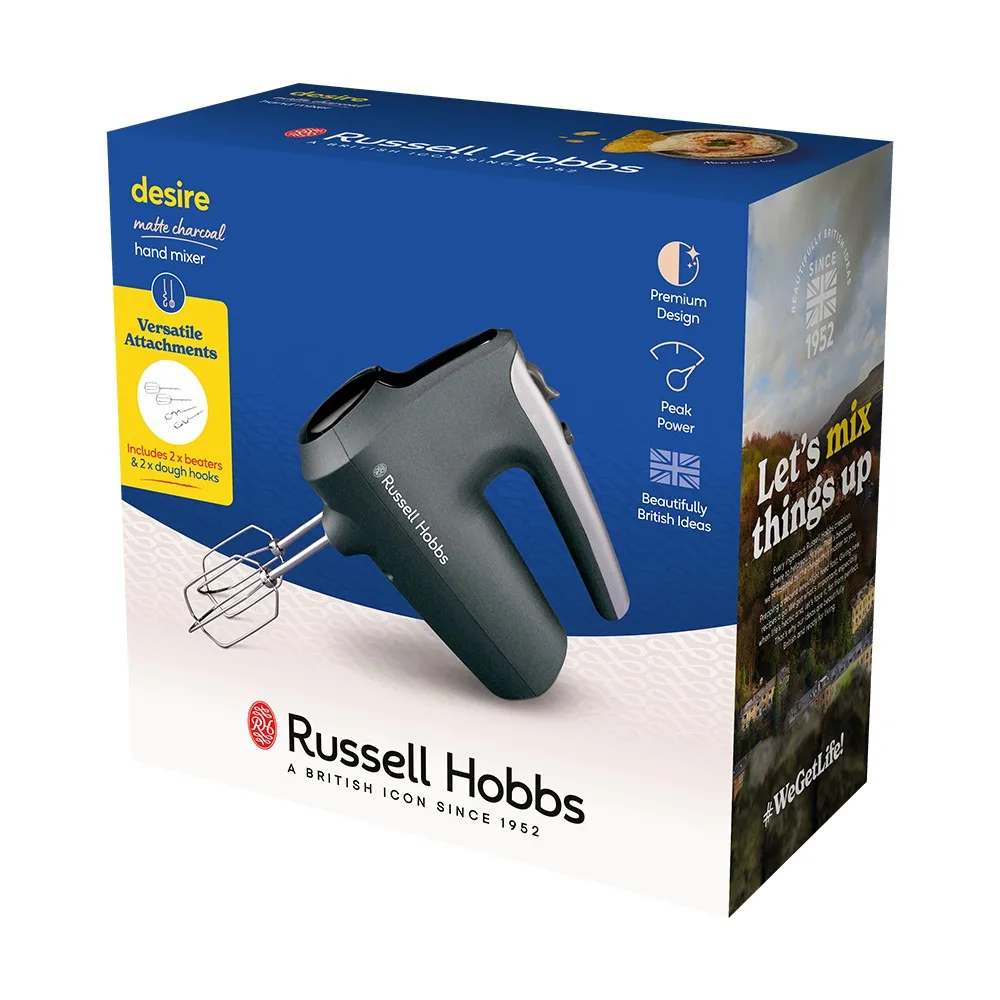 Ручний міксер Russell Hobbs 185Вт пластик 29х18,5 см чорно-сірий