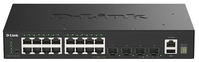 Комутатор D-Link DGS-1530-20 16xGE, 4xSFP+ Керований. L2+