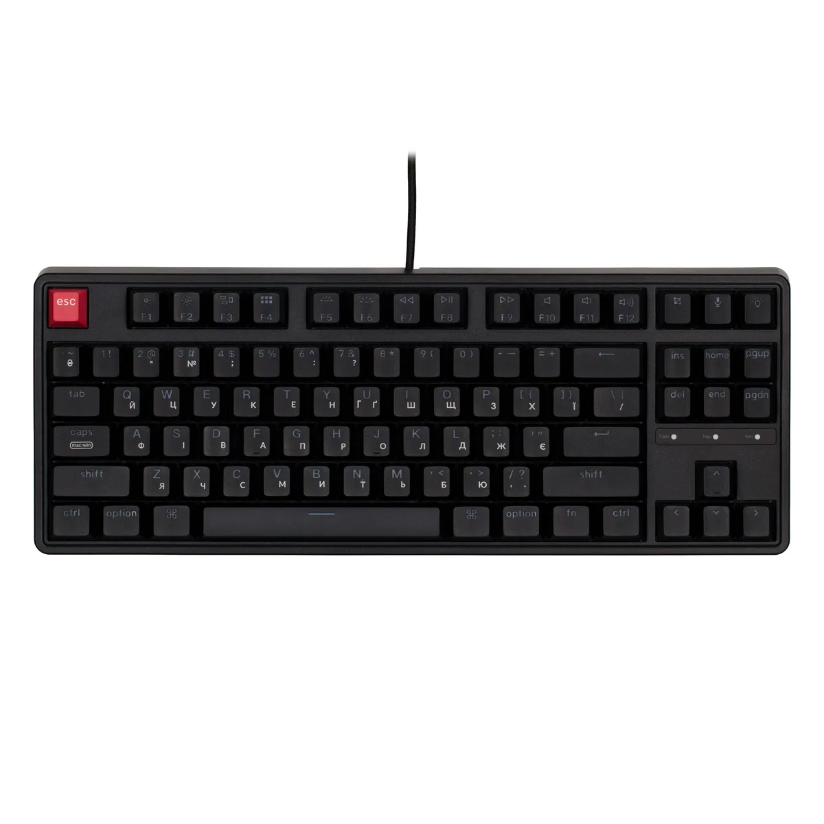 Клавіатура механічна Keychron C3 Pro V2 87Key, K pro Brown, USB-A, QMK, Hot-swap,8K, EN/UKR, RGB, чорний