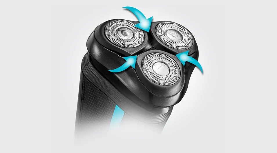 Электрическая роторная бритва Remington Style Aqua с тремя бритвенными головками, Ni-Mh, для сухого и влажного бритья, водонепроницаемая, дорожная с чехлом