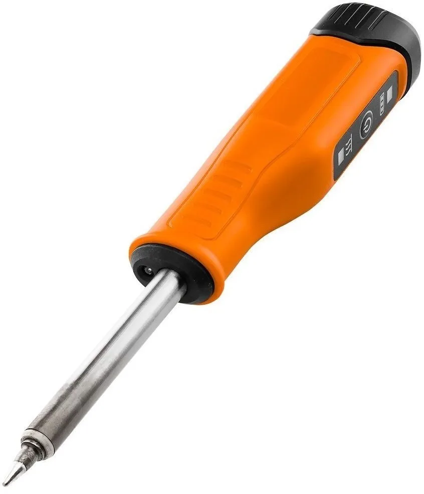 Акумуляторний паяльник Neo Tools з температурою до 450°C, 4В, 2.5А·год і LED-підсвіткою.