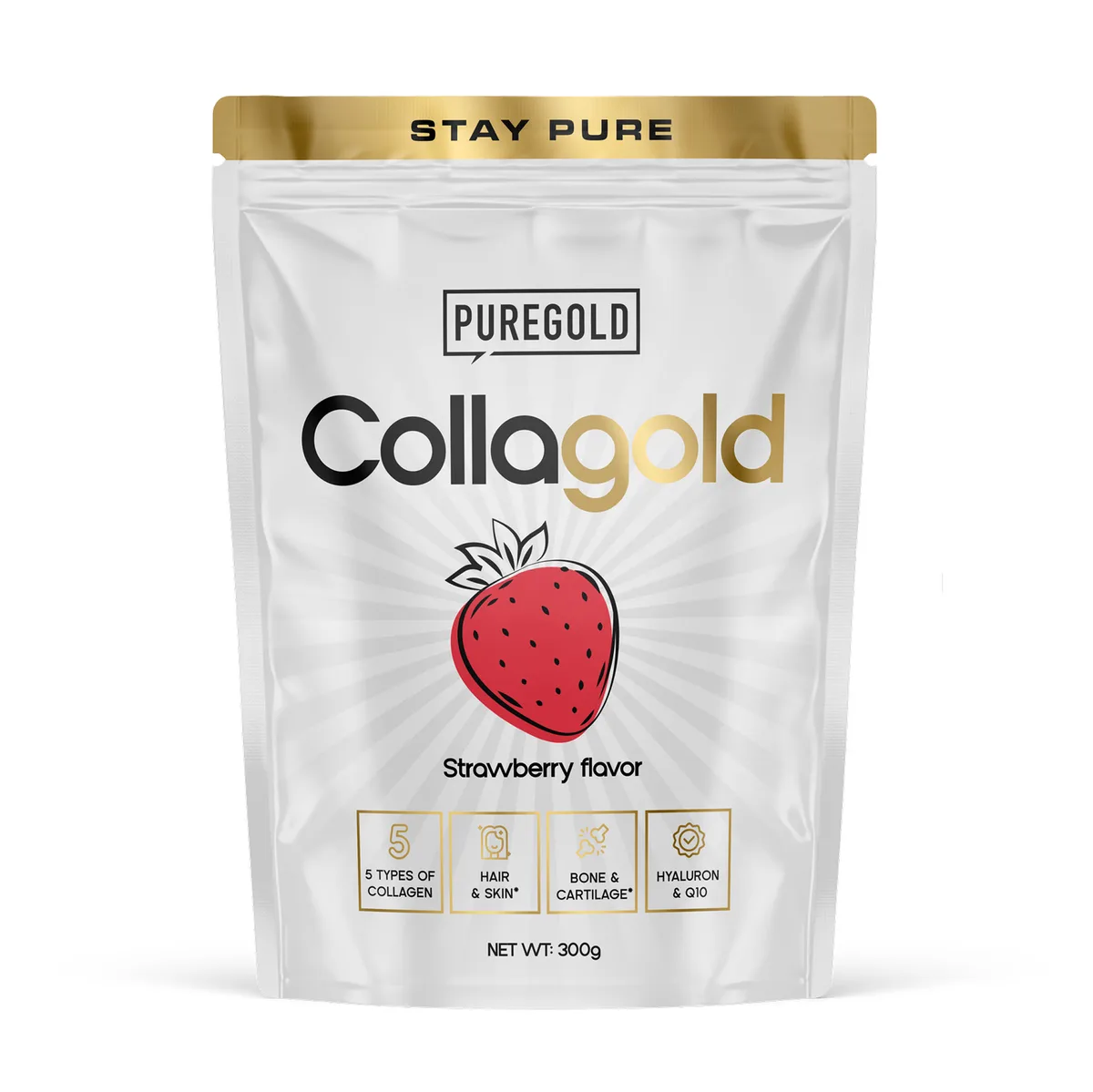 Порошок Pure Gold CollaGold 300 г Говядина та риба Смак клубнічного дайкірі