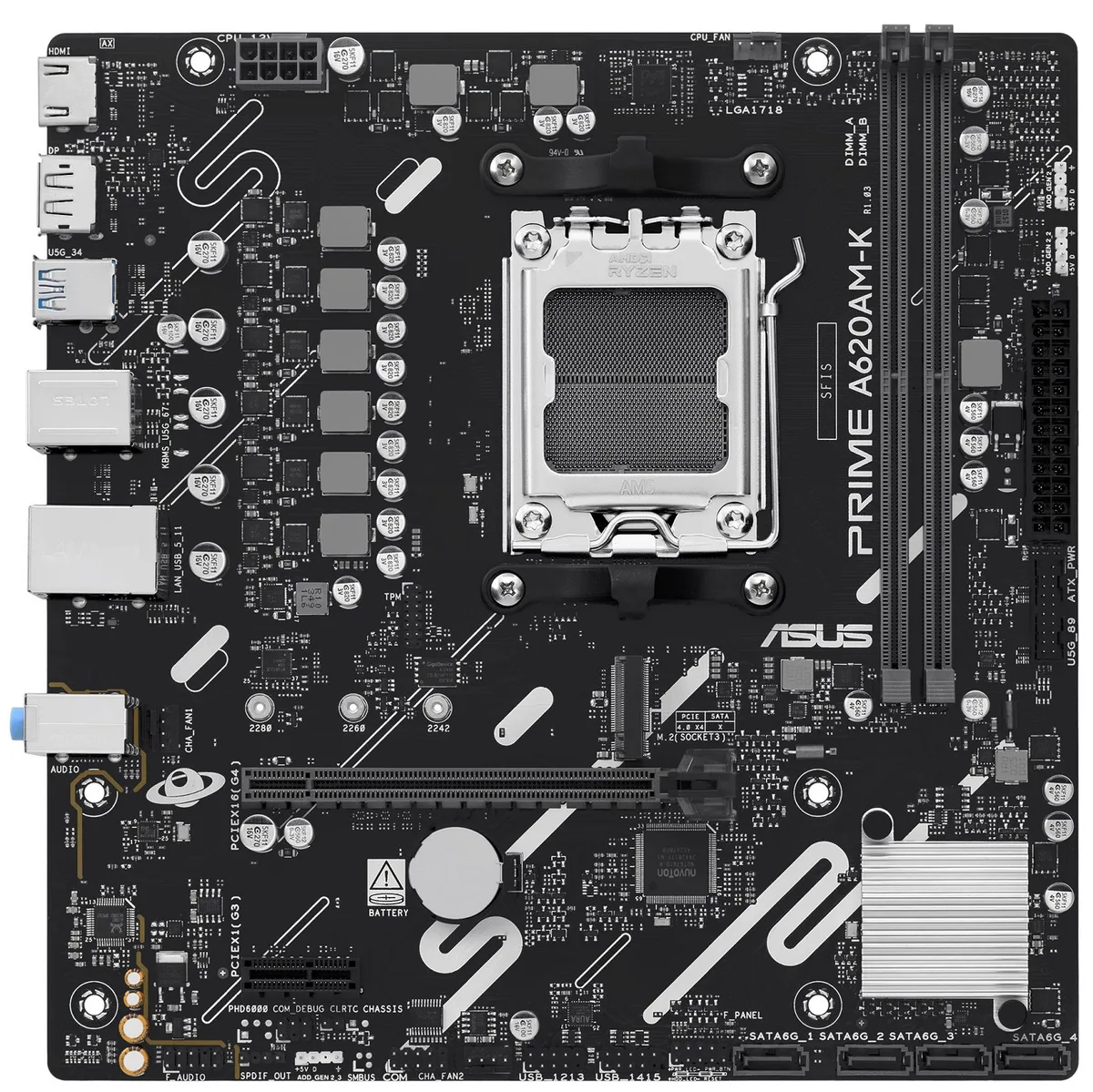 Материнcька плата ASUS PRIME A620AM-K sAM5 A620 2xDDR5 HDMI DP mATX