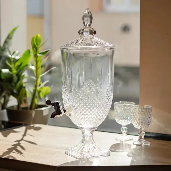 Лимонадниця Ocean Crystal скляна 5 л біла з краном для напоїв