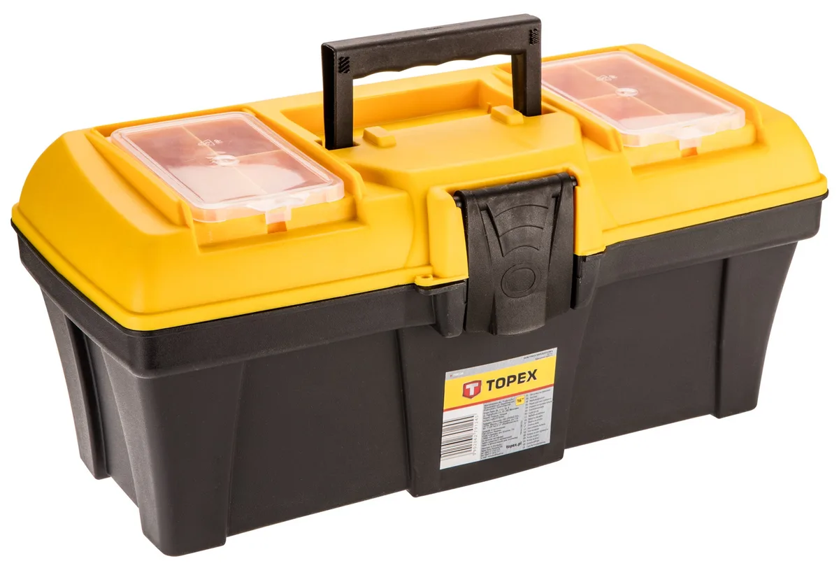 Ящик для інструментів TOPEX, 16", органайзер з кришкою, 17х38х17 см, пластиковий.