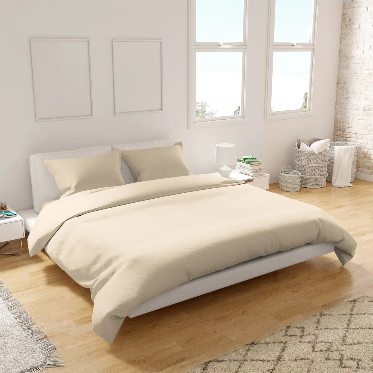 Євро комплект постільної білизни Home Line сатин 230х260 см бежевий