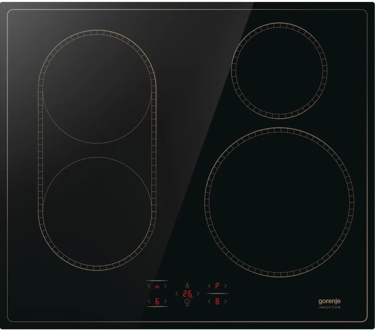 Індукційна варильна панель Gorenje, 60 см, функція PowerBoost, сенсорне управління, комбінація конфорок, чорна.