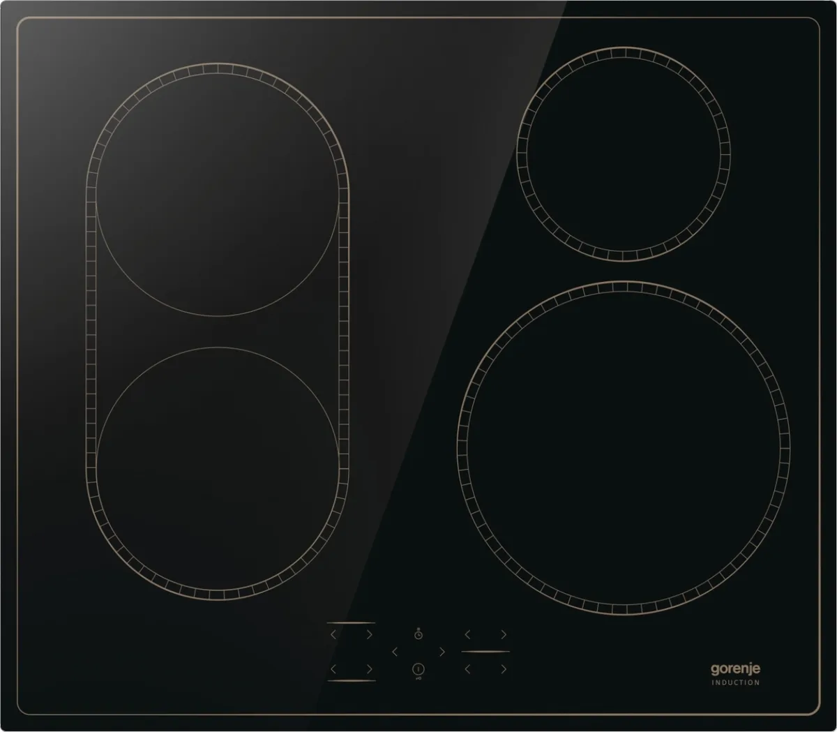 Індукційна варильна панель Gorenje, 60 см, функція PowerBoost, сенсорне управління, комбінація конфорок, чорна.