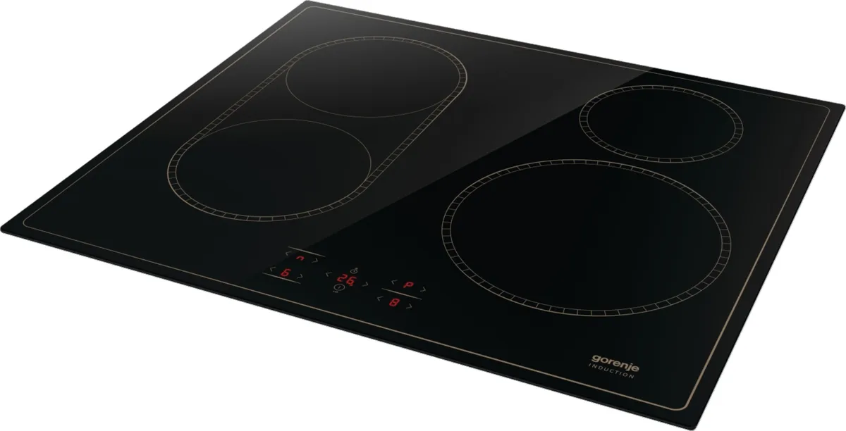 Індукційна варильна панель Gorenje, 60 см, функція PowerBoost, сенсорне управління, комбінація конфорок, чорна.