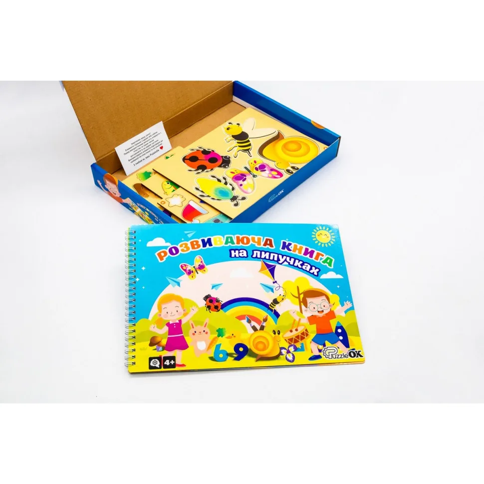 Розвиваюча книга на липучках PuzzleOK 71 деталь 11 сторінок картон кольоровий