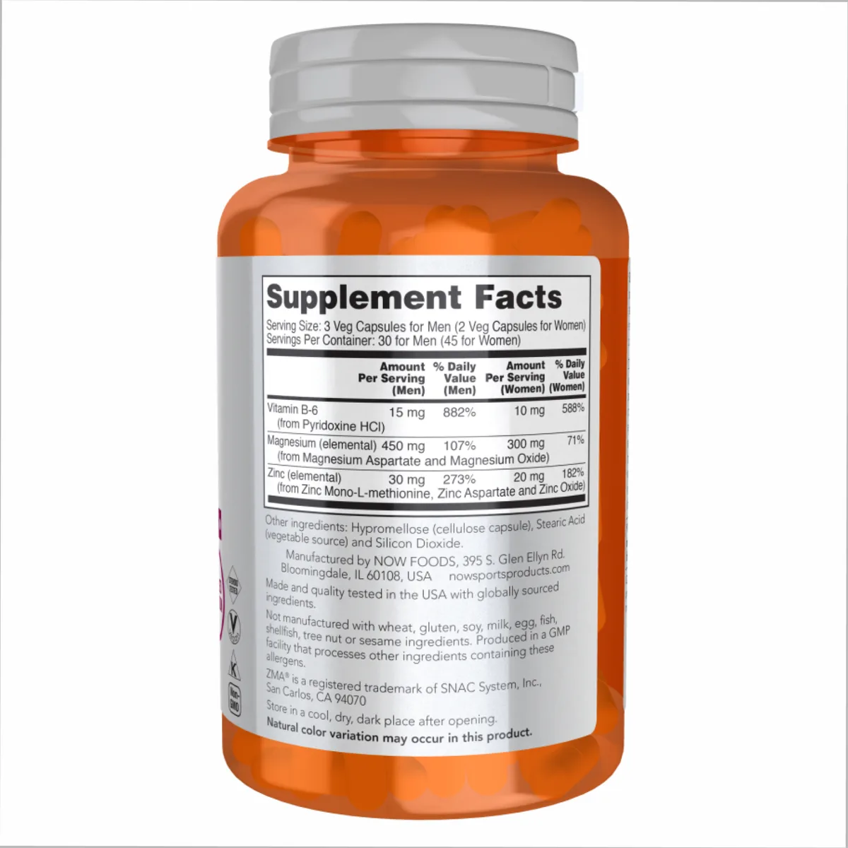 ZMA Now Foods 90 капсул Цинк Магний Витамин B6