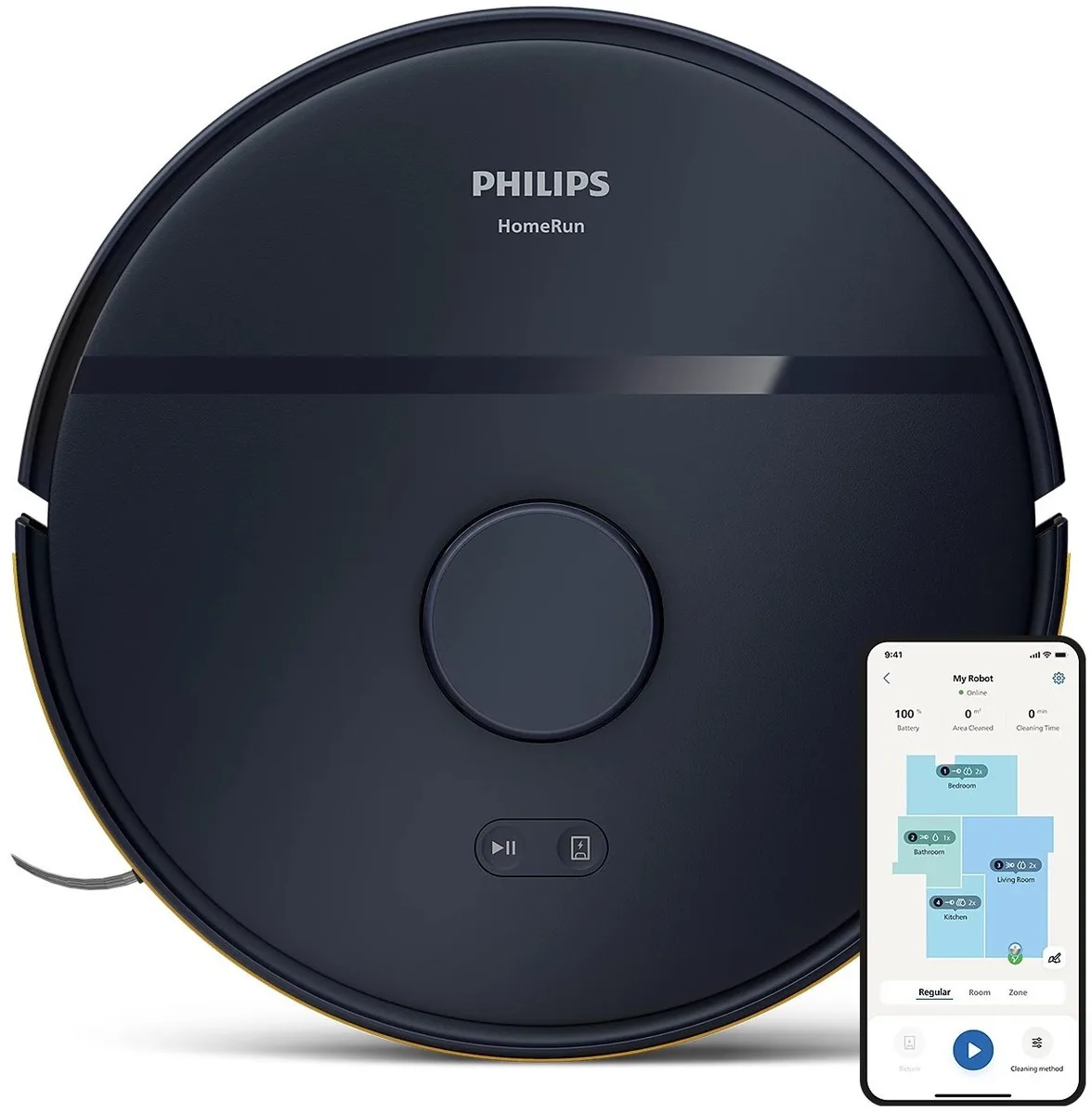 Робот-пилосос Philips Series 2000, висота 9.7 см, функція вологого прибирання, контейнер для сміття - 0.38 л, резервуар для води -