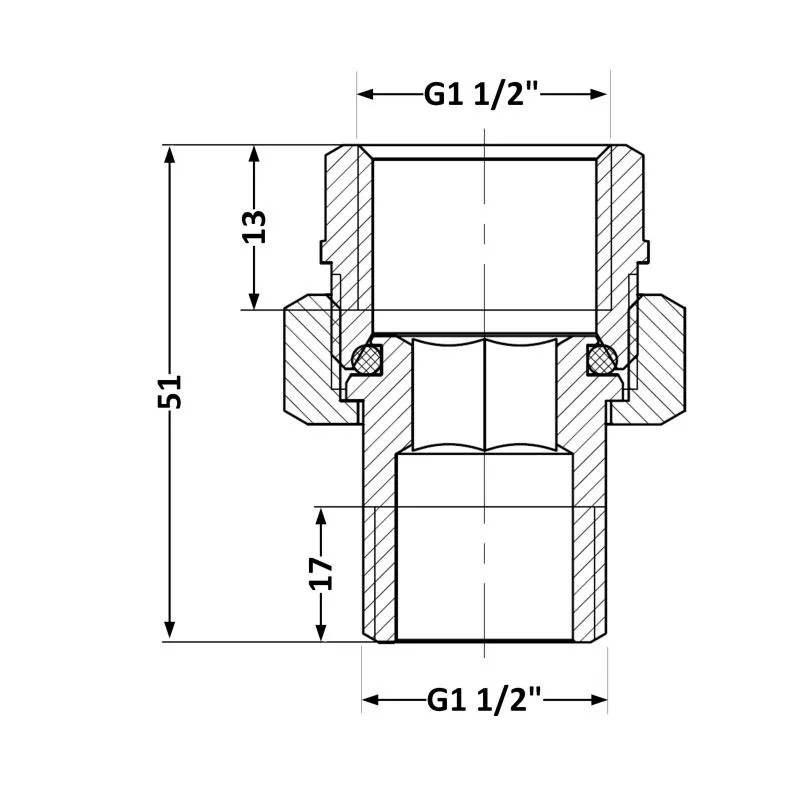 Згін-американка 1 1/2" нікель латунь прямий Thermo Alliance
