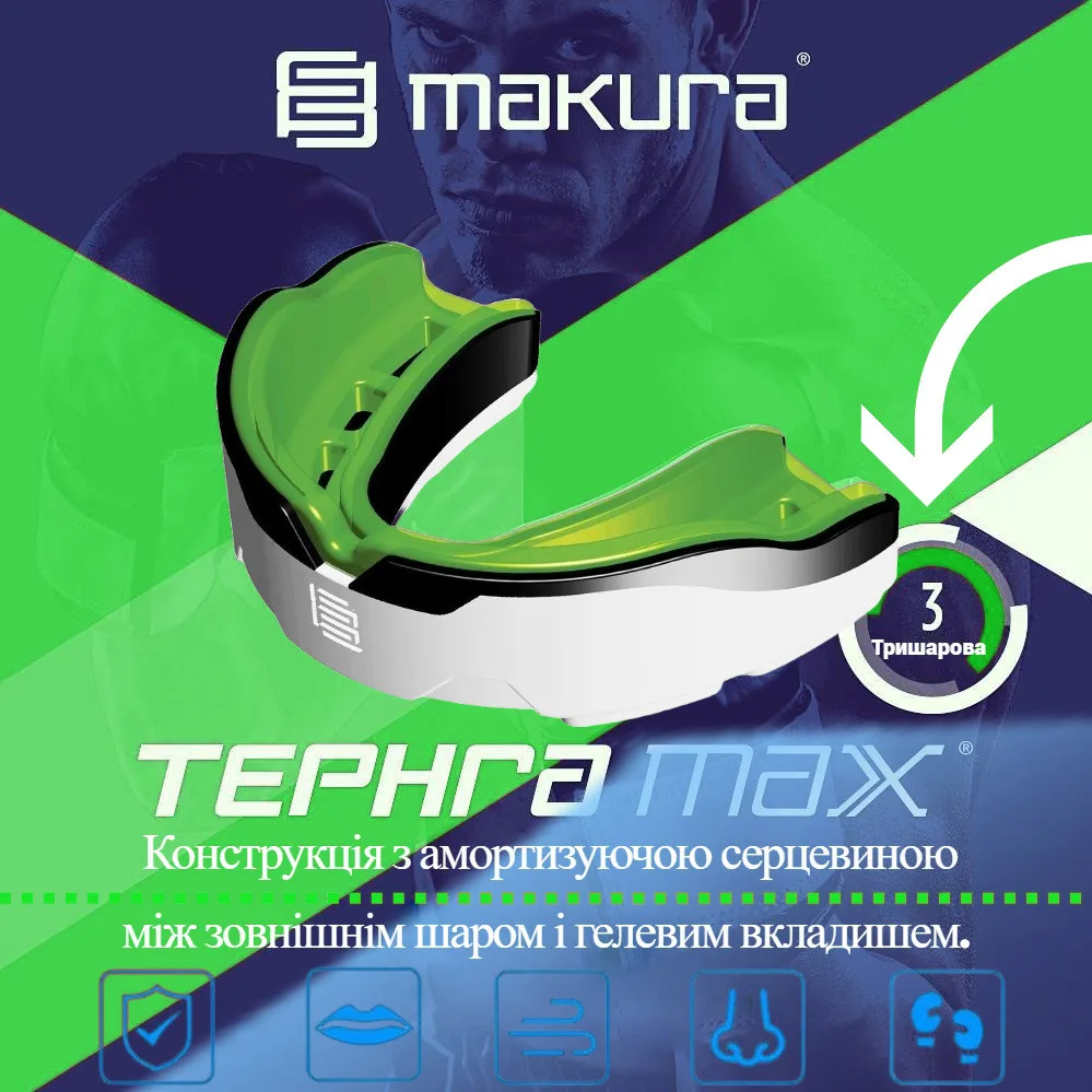 Капа MAKURA термопластик доросла 11+ зелена чорна біла