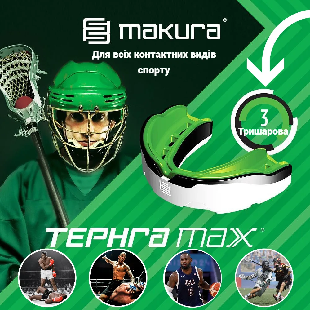 Капа MAKURA термопластик доросла 11+ зелена чорна біла