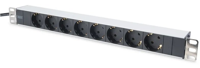 Пристрій розподілу електроживлення DIGITUS 1U, 8xSchuko, 16A, 250V, вилка Schuko