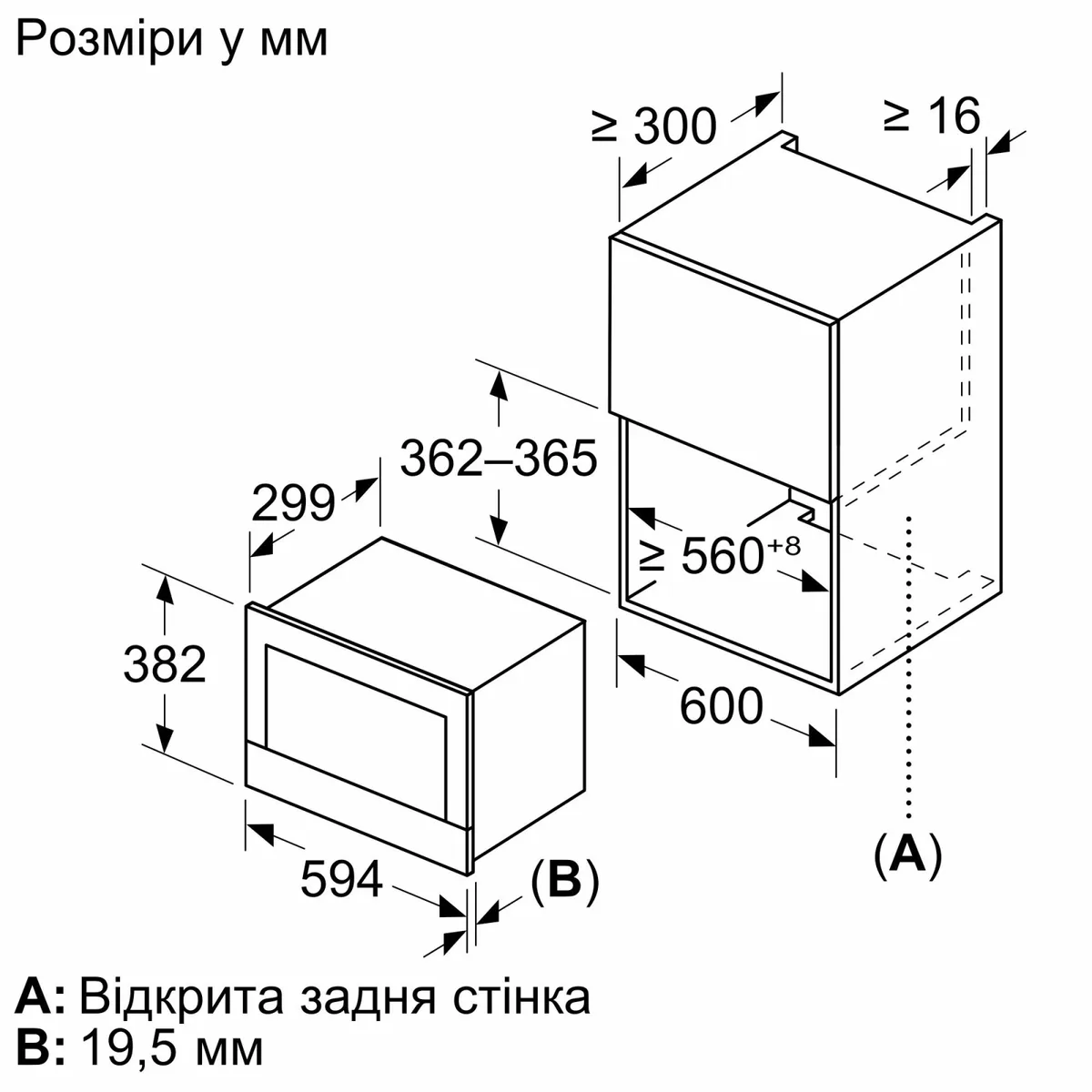 Вбудована мікрохвильова піч Bosch, 20 л, електронне керування, 900 Вт, дисплей, біла.