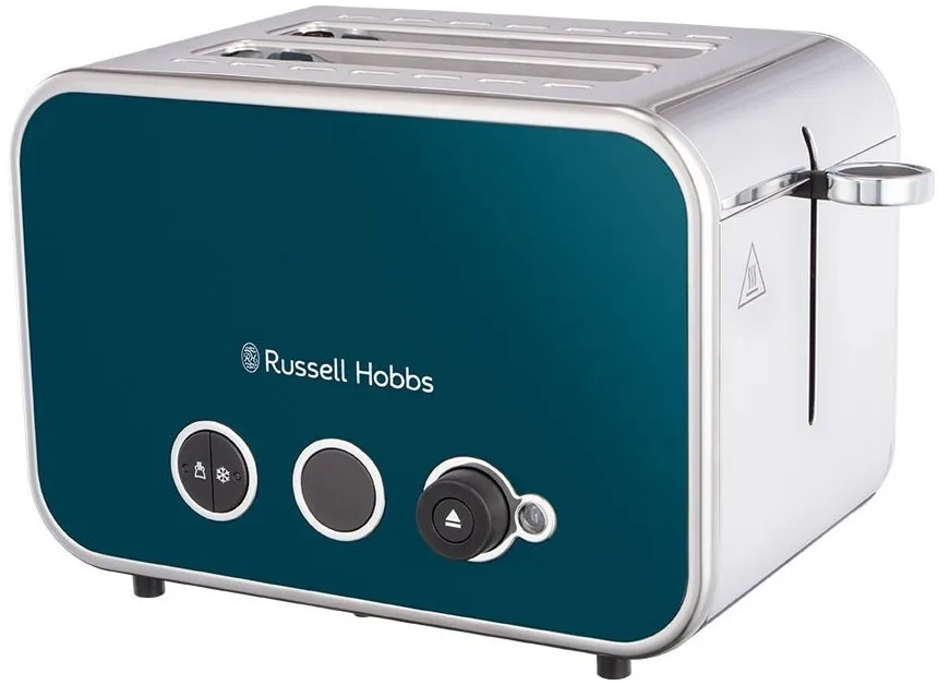 Тостер Russell Hobbs Distinctions 2-слайсовий, 1670 Вт, функції підігріву та розморожування, пластиковий корпус, синього кольору.
