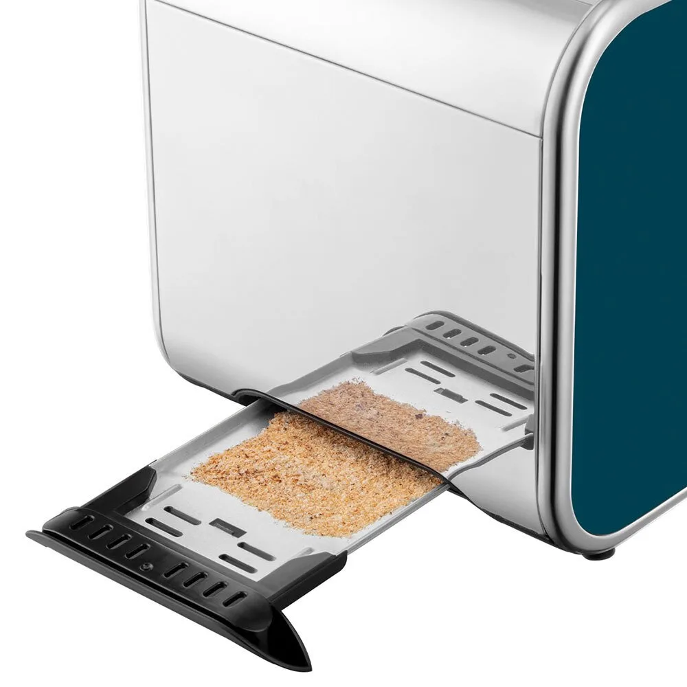 Тостер Russell Hobbs Distinctions 2-слайсовий, 1670 Вт, функції підігріву та розморожування, пластиковий корпус, синього кольору.
