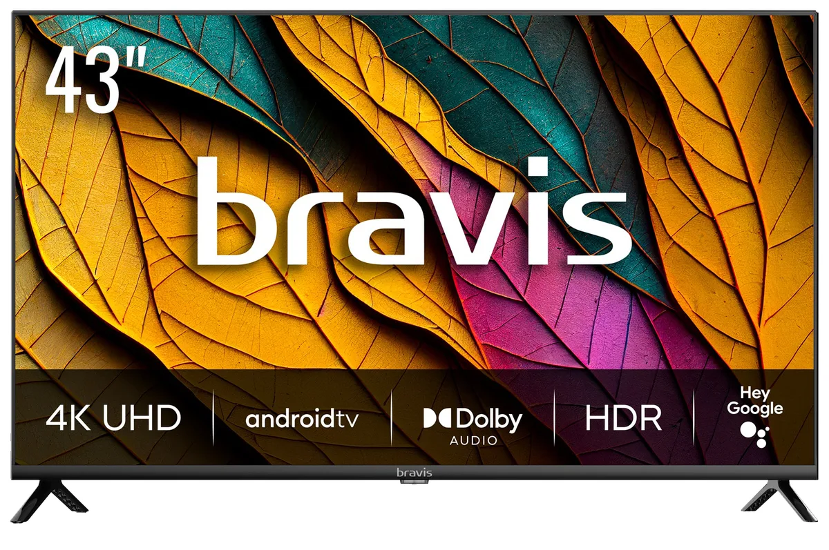 LED-телевізор Bravis 43 дюйми чорний VA 4K Smart TV