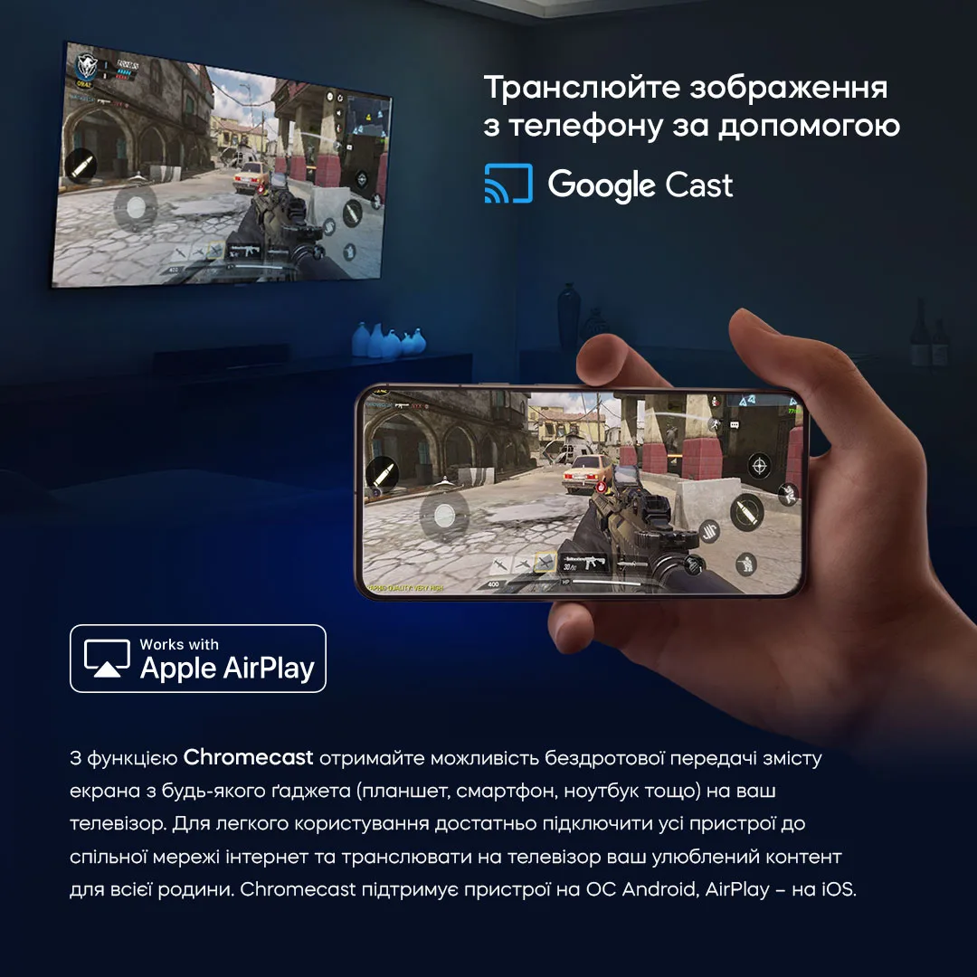 LED-телевізор Bravis 43 дюйми чорний VA 4K Smart TV