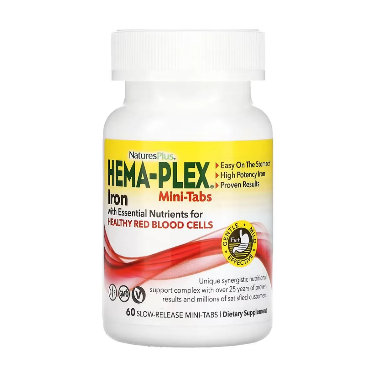 Залізо Nature's Plus Hema-Plex 60 міні-таблеток веганське без глютену