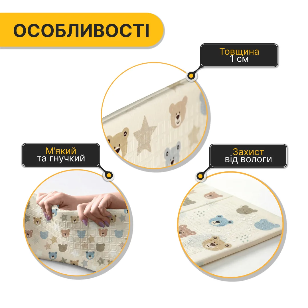 Детский игровой коврик LEOBRO вспененная полиуретановая пена 180х200 см двусторонний