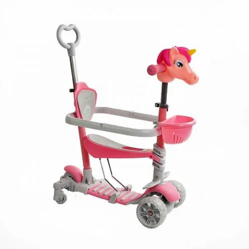 Самокат 5в1 Best Scooter с защитным бампером PU колеса со светом для детей и подростков.