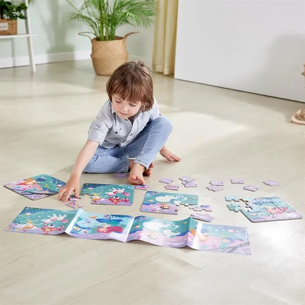 Пазл Hape деревянный 36х18 см Сказки 57 деталей