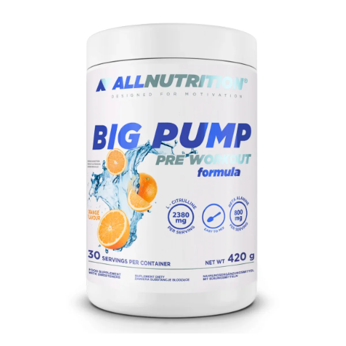 Allnutrition Big Pump Pre Workout 420g Оранжевый Оксид азота Без стимуляторов