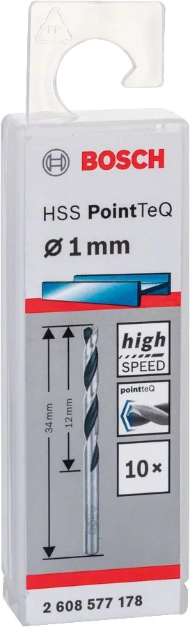 Свердло для металу Bosch Professional HSS-PointTeQ, 1х12х34мм, 10 штук.