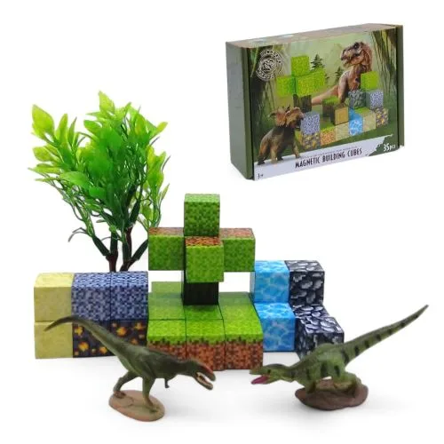 Конструктор магнітний Minecraft з динозаврами 35 деталей для дітей та дорослих
