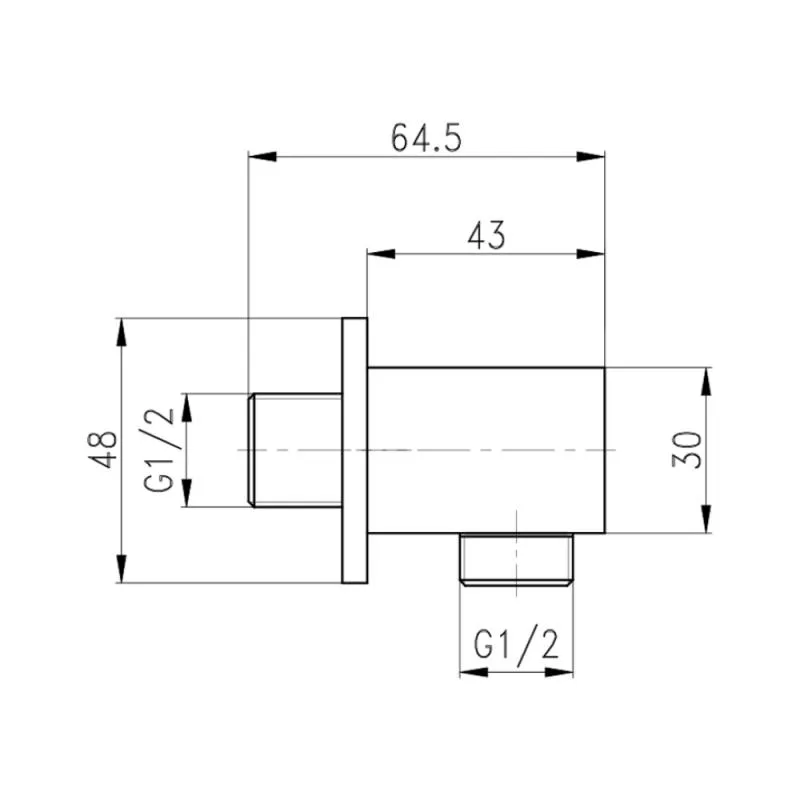 Подключение шланга Qtap Spojeni B130 1/2" латунь хром 54х48х48 мм