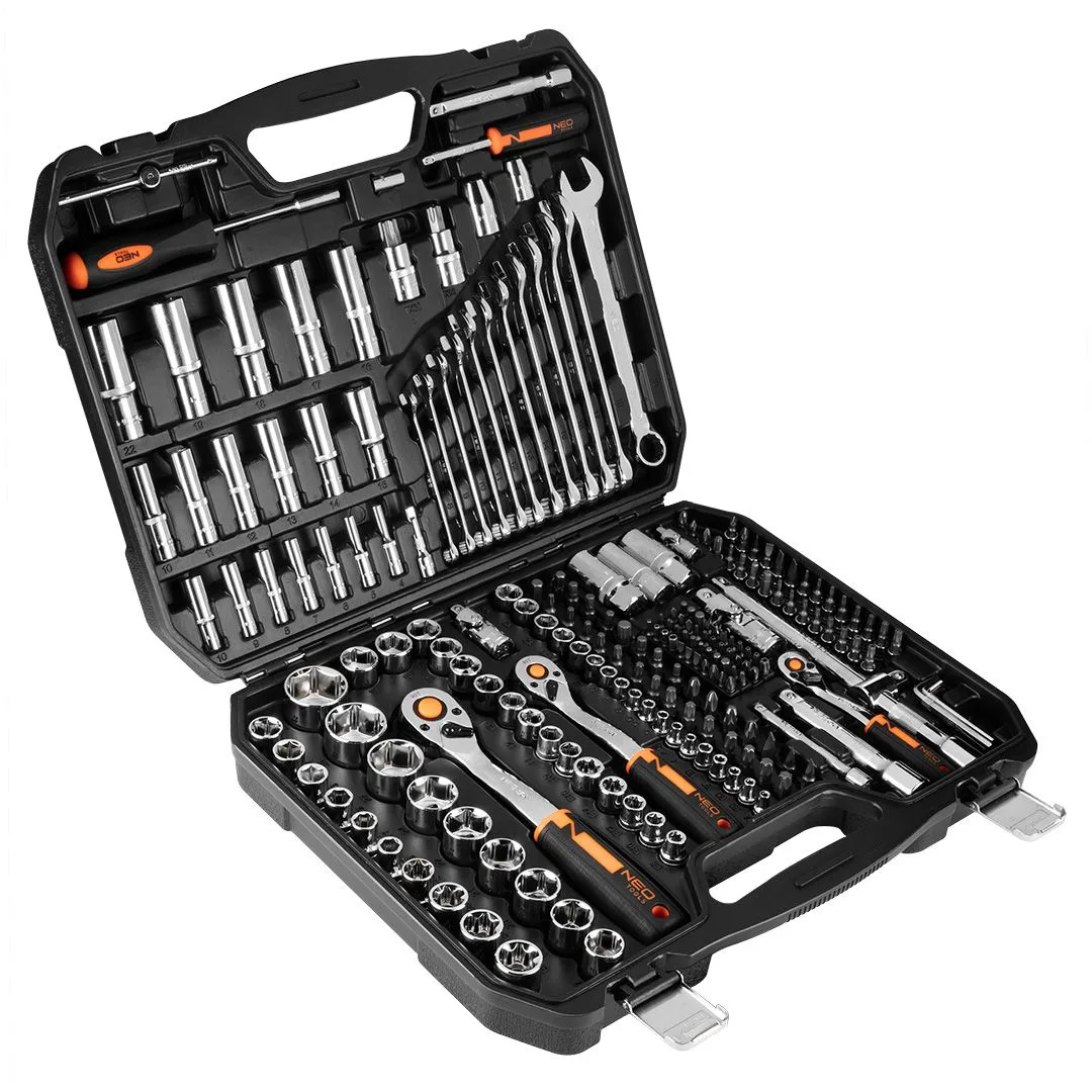 Набір інструментів Neo Tools, 1/2", 1/4", 3/8", CrV, кейс, 219шт