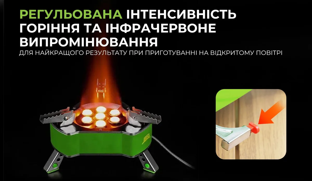 Газовий пальник BRS нержавіюча сталь 1,1 кг 10500 Вт для туризму