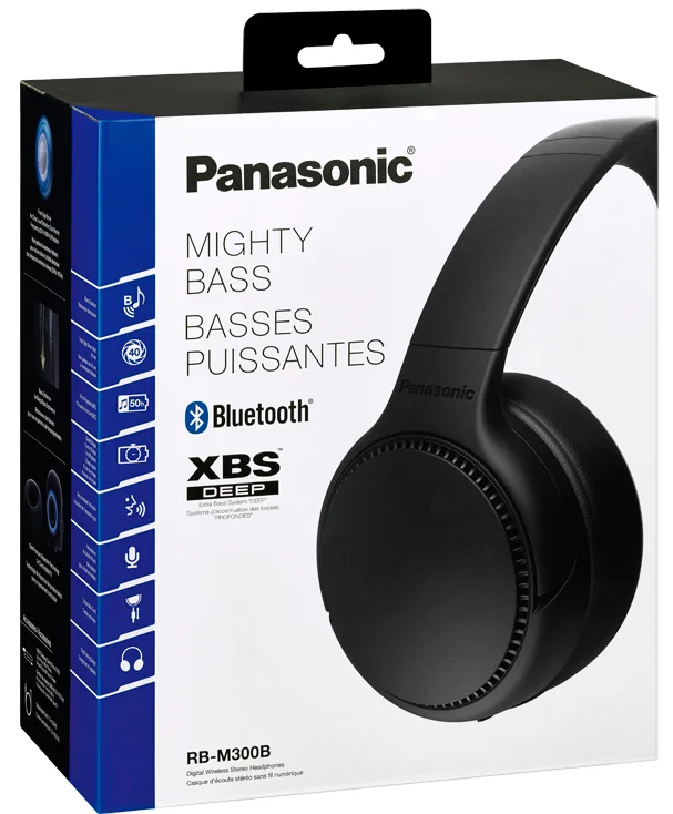 Наушники Panasonic беспроводные накладные 40 мм пластиковые черные.
