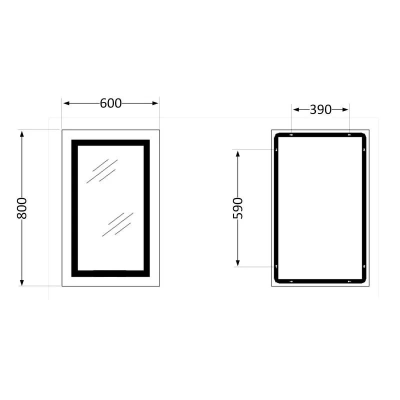 Зеркало с LED-подсветкой Qtap CA1 600х800 мм сенсорное антизапотевание прямоугольное