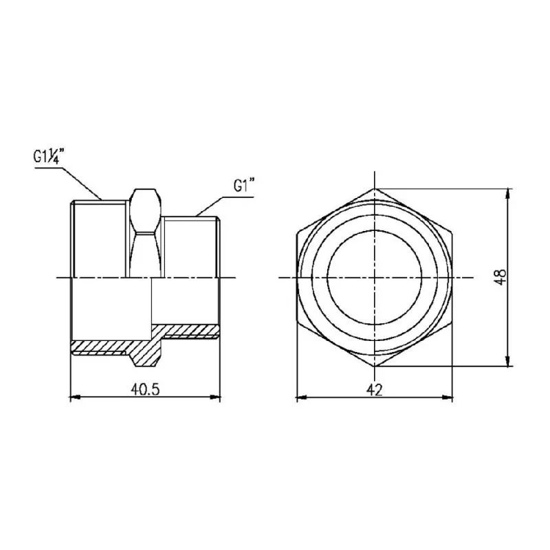 Ниппель редукционный 1 1/4"x1" латунный с никелевым покрытием Thermo Alliance Forte