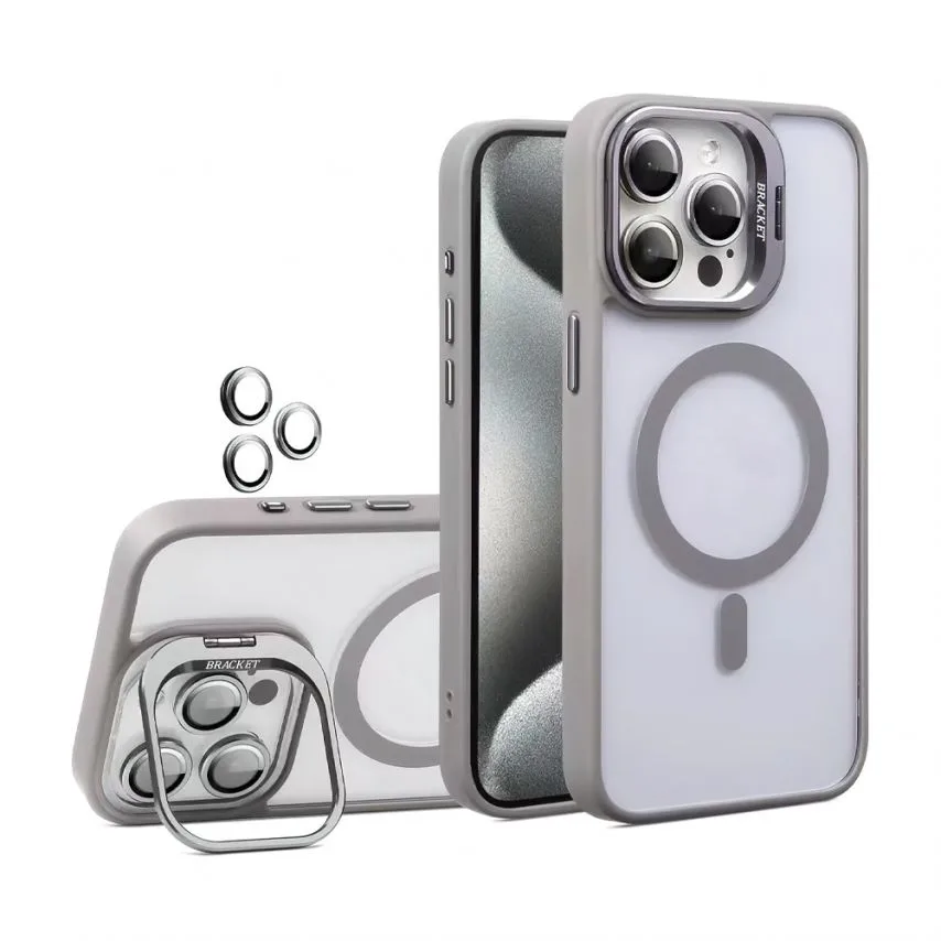 Чохол MagSafe з підставкою для смартфонів пластик силікон light grey