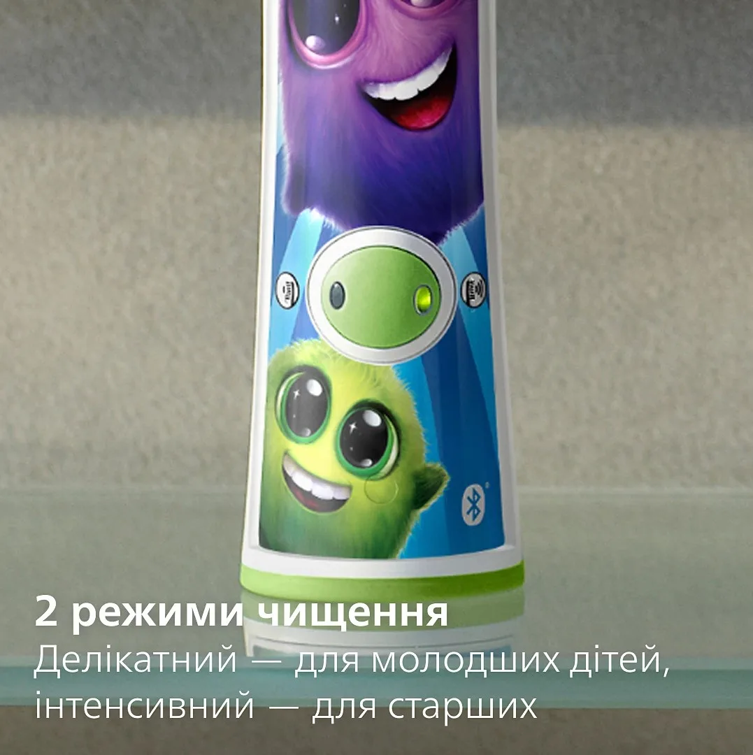 Електрична зубна щітка Philips Sonicare для дітей, 62 тис. коливань/хв, 2 насадки, світло-зелений.