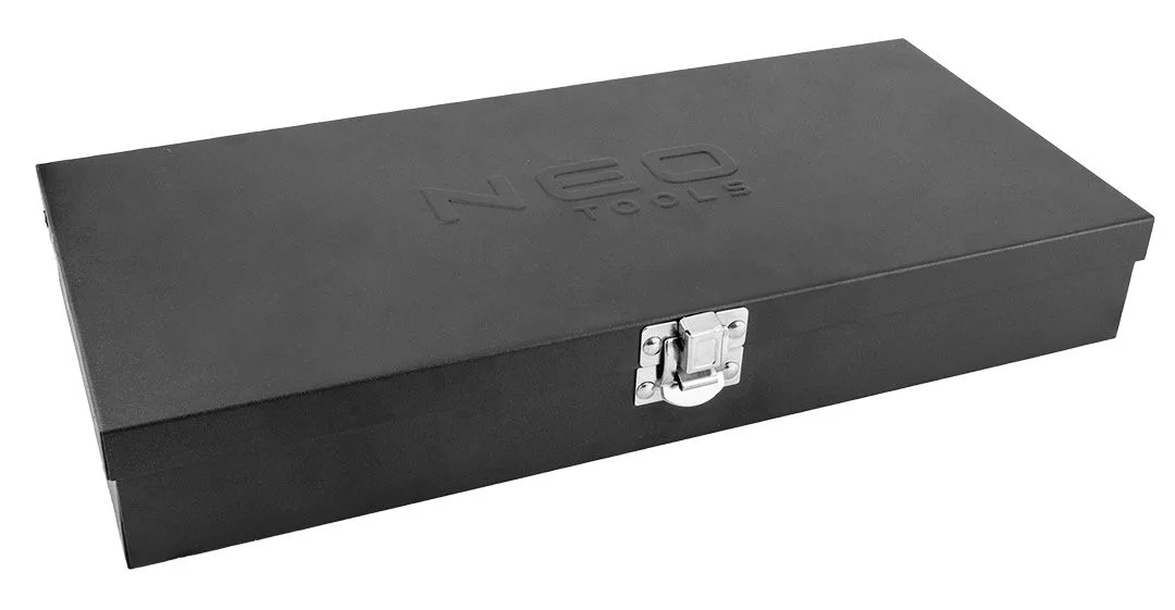 Набір інструментів Neo Tools, набір торцевих головок, 1/4", CrV, металевий кейс, 63шт
