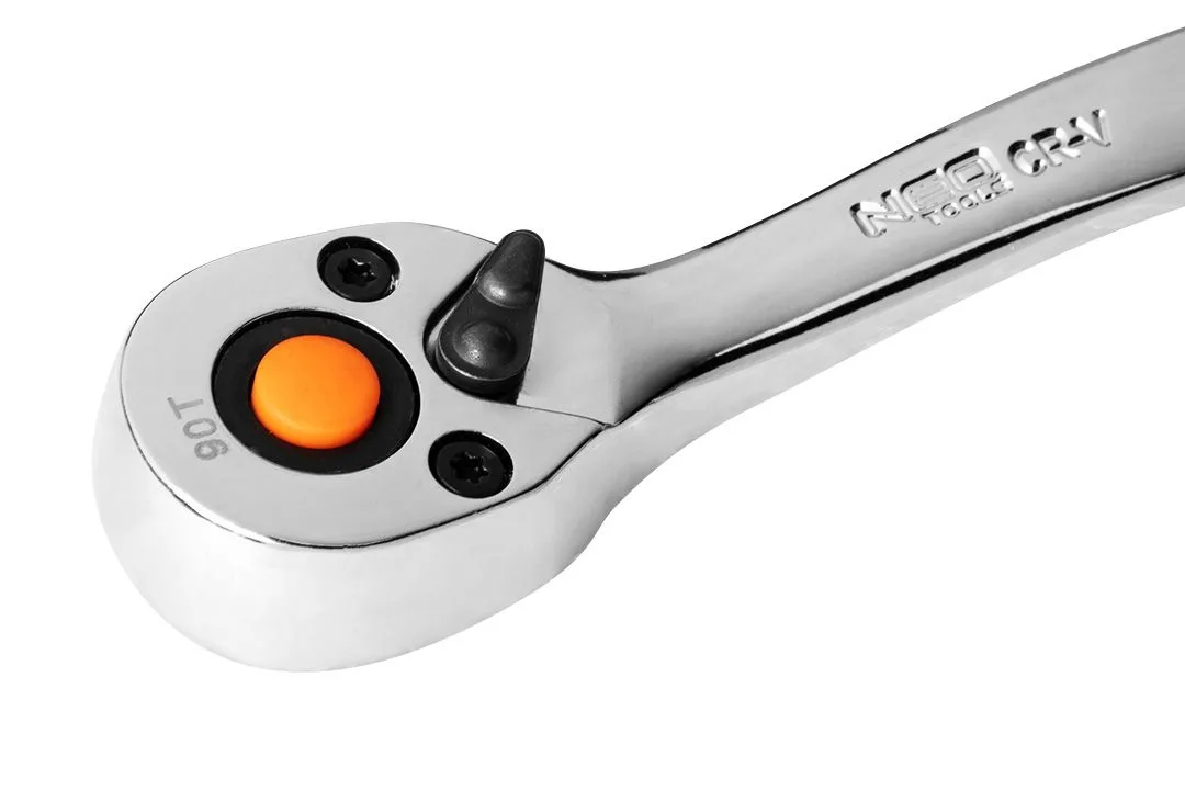 Набір інструментів Neo Tools, набір торцевих головок, 1/4", CrV, металевий кейс, 63шт
