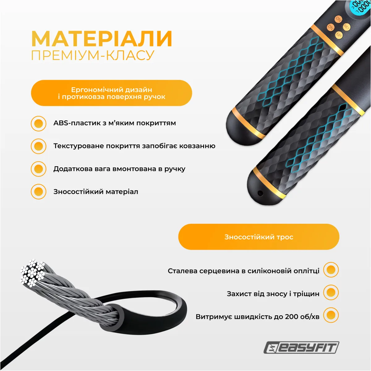 Розумний скакалка EasyFit 3 м з обважнювачем бездротова