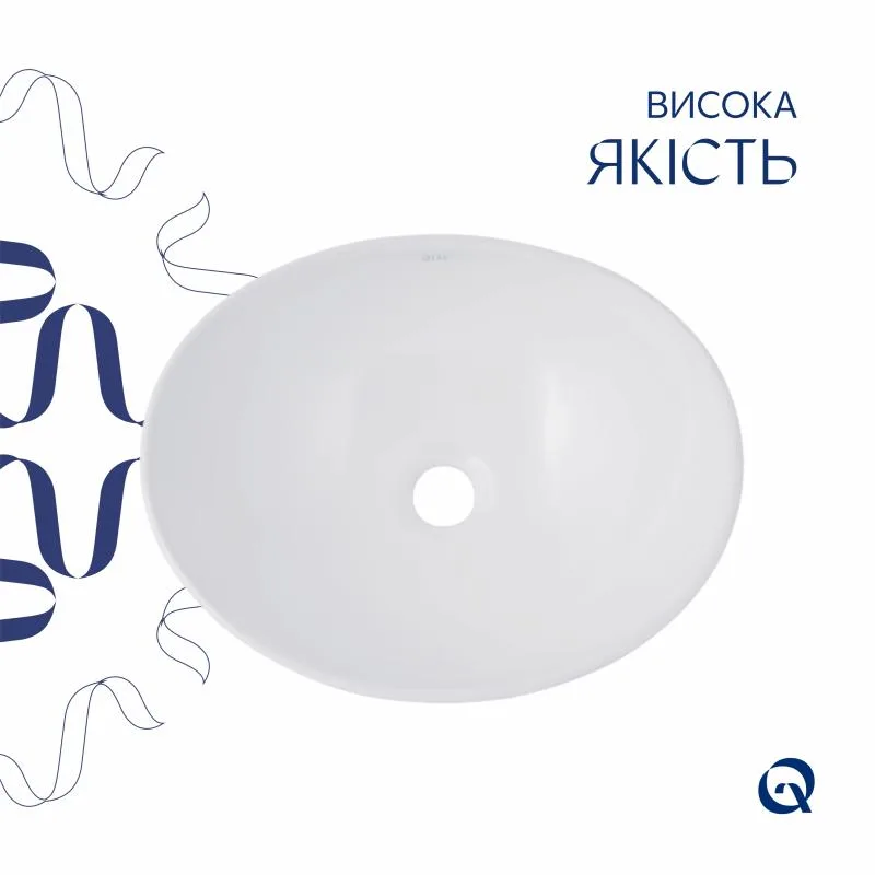 Раковина накладна овальна Qtap Dove біла кераміка 415x340 мм